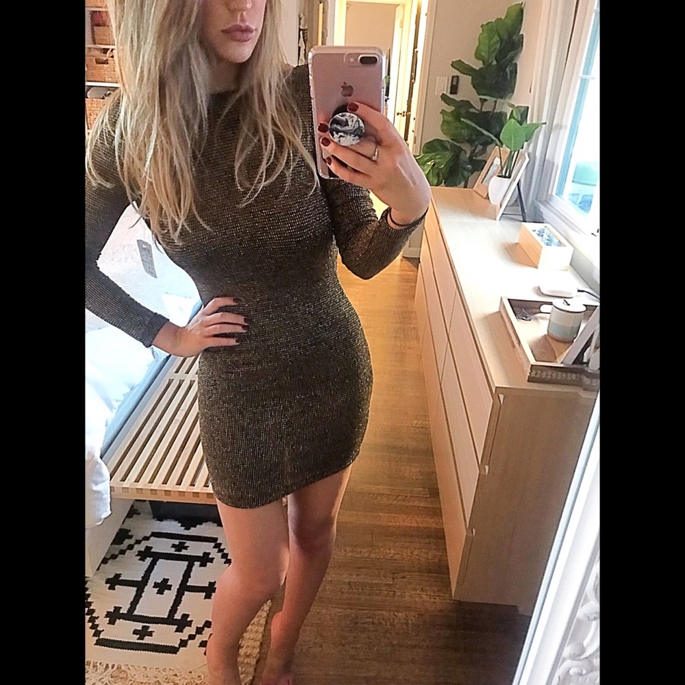 NWT Windsor backless gold mini dress